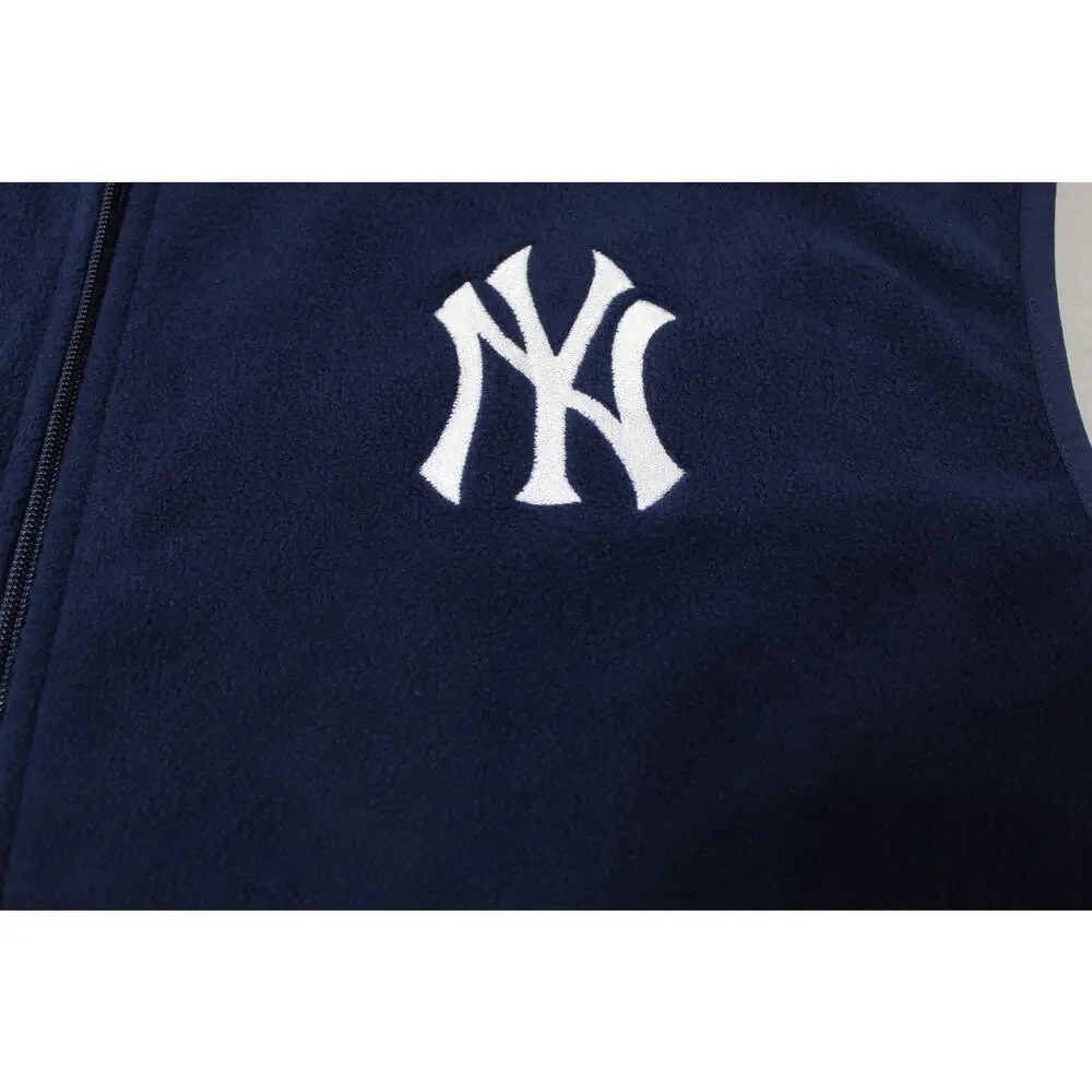 New York Yankees Blue Full Zip Fleece Sweater Vest Mens Extra Large